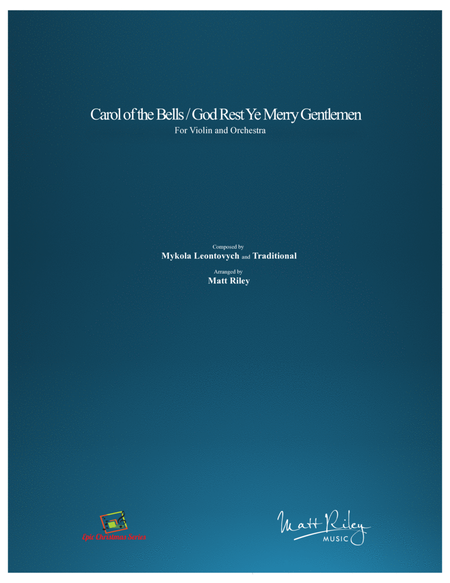 Carol of the Bells / God Rest Ye Merry Gentlemen - Violin and Orchestra (Full Score and Parts) image number null