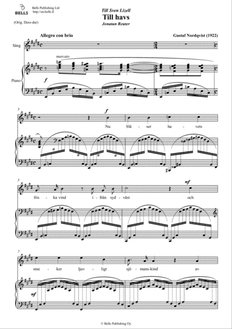 Till havs (E Major) Till havs (E Major) Voice Solo scores gallery preview page 1