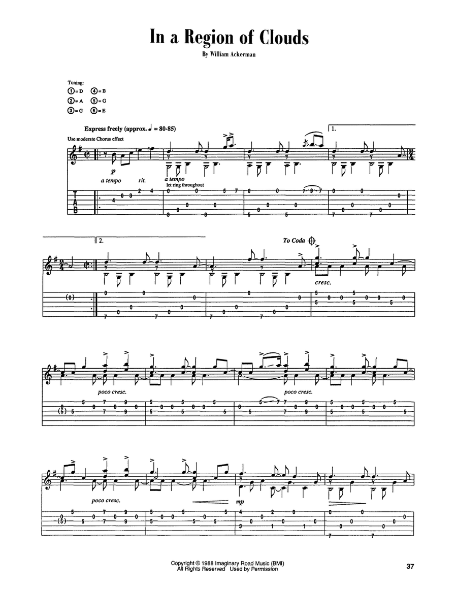 In A Region Of Clouds Acoustic Guitar scores gallery preview page 1