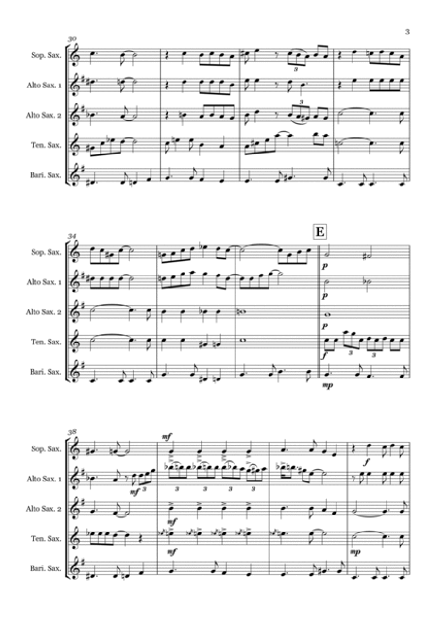 Dream A Little Dream Of Me Saxophone Quintet scores gallery preview page 3