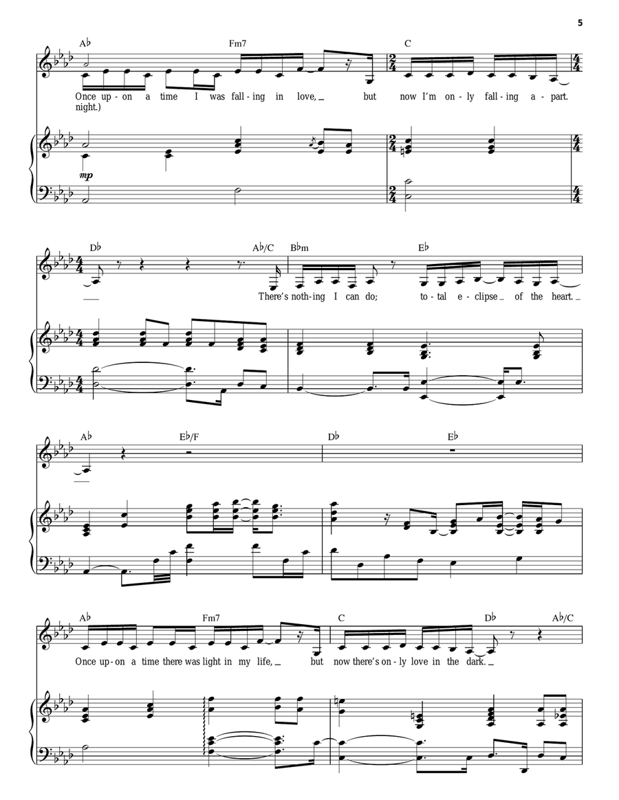 Total Eclipse Of The Heart Piano, Vocal scores gallery preview page 5