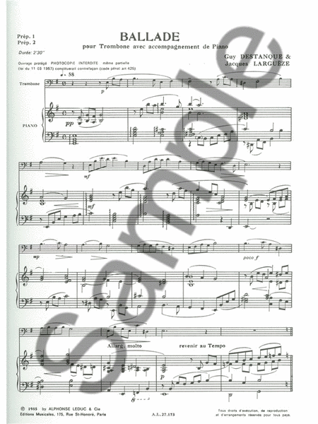 Ballade (trombone & Piano)