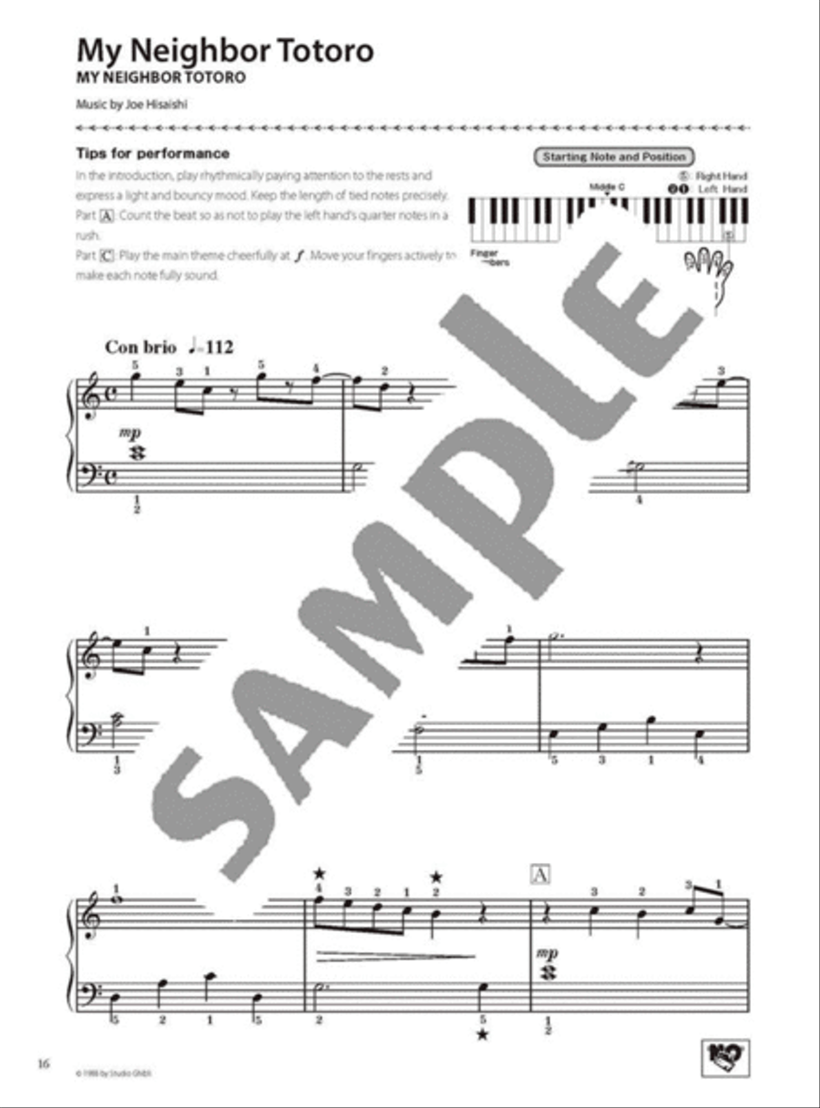 Studio Ghibli Songs in C Major - Piano Solo, Easy Level, English Version Piano Method scores gallery preview page 6