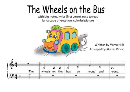 The Wheels on the Bus - BIG NOTES AND LYRICS EASY TO READ FORMAT image number null