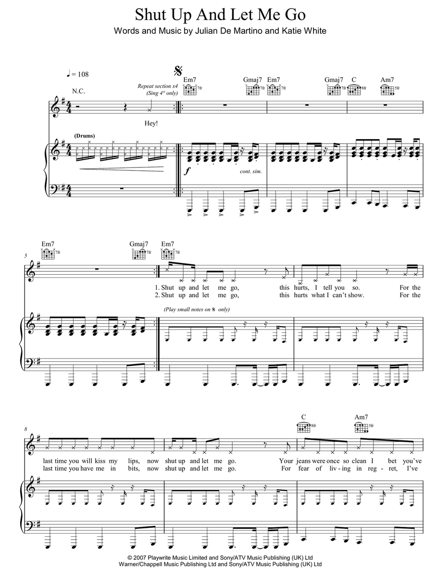 Shut Up And Let Me Go Shut Up And Let Me Go Acoustic Guitar scores gallery preview page 1