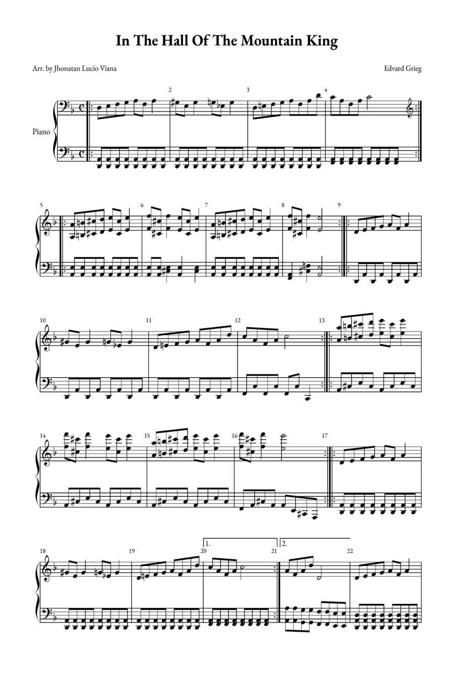 In The Hall of the Mountain King Piano Solo scores gallery preview page 1