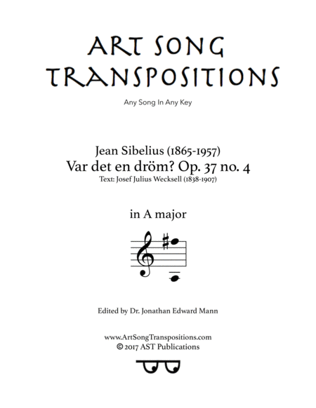 SIBELIUS: Var det en dröm? Op. 37 no. 4 (transposed to A major)