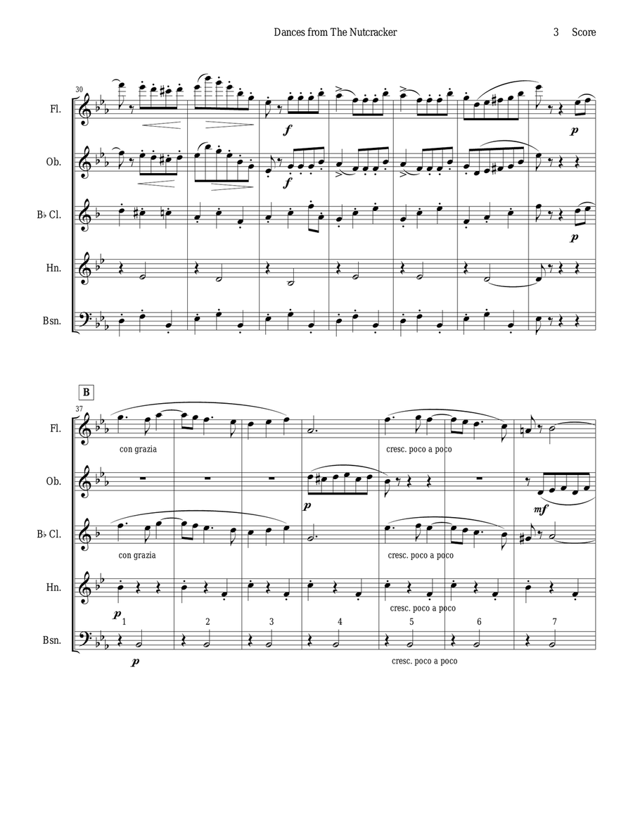 Six Dances from The Nutcracker by Tchaikowsky for Woodwind Quintet Woodwind Quintet scores gallery preview page 3
