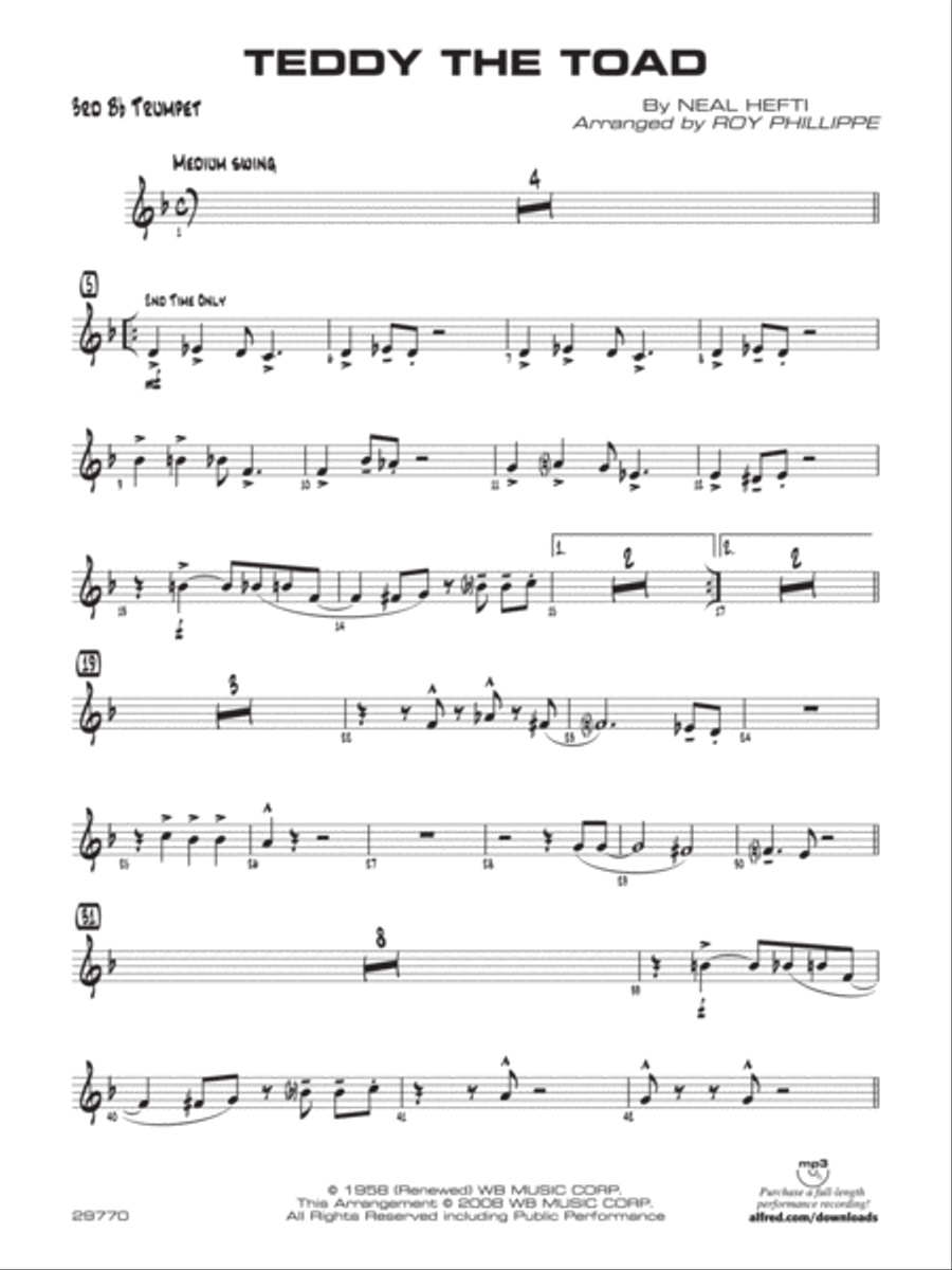 Teddy the Toad: 3rd B-flat Trumpet Jazz Ensemble scores gallery preview page 1