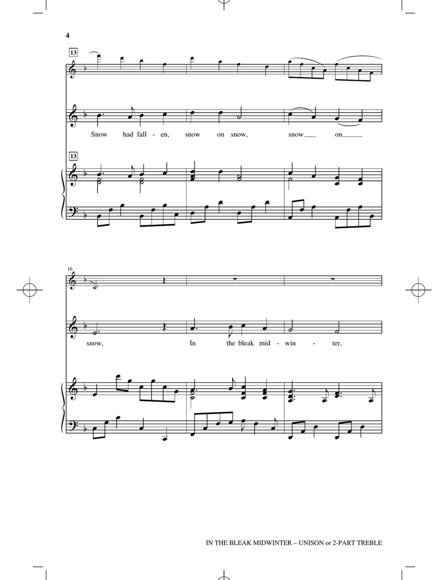 In The Bleak Midwinter Unison Choir scores gallery preview page 3
