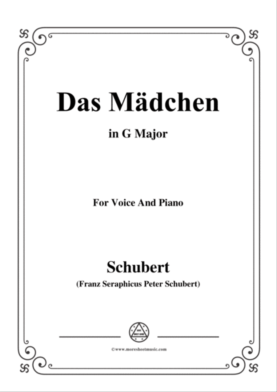Schubert-Das Mädchen,in G Major,for Voice&Piano Voice scores gallery preview page 1