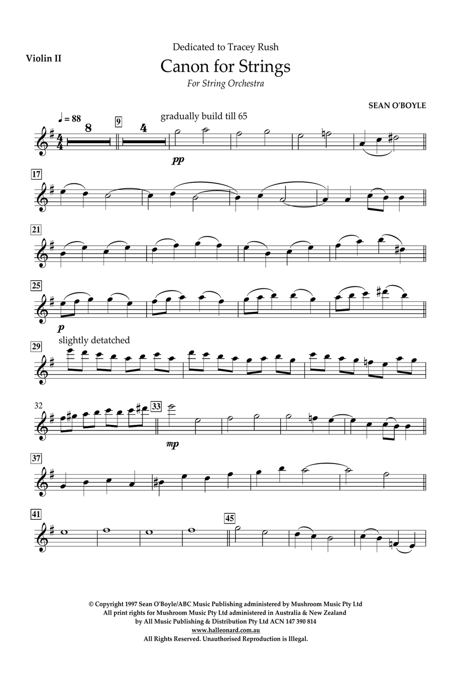 Canon for Strings - Violin II String Orchestra scores gallery preview page 1