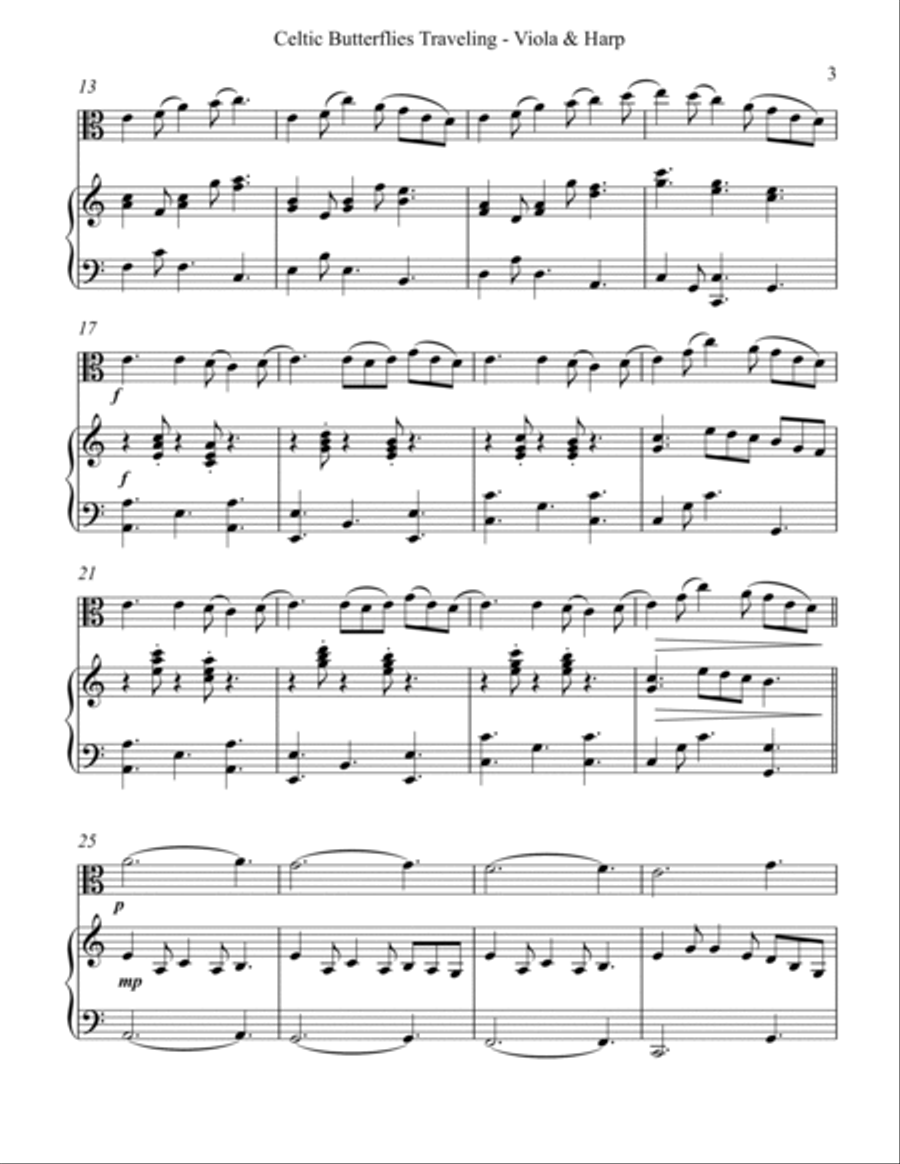 Celtic Butterflies Traveling, Duet for Viola and Harp