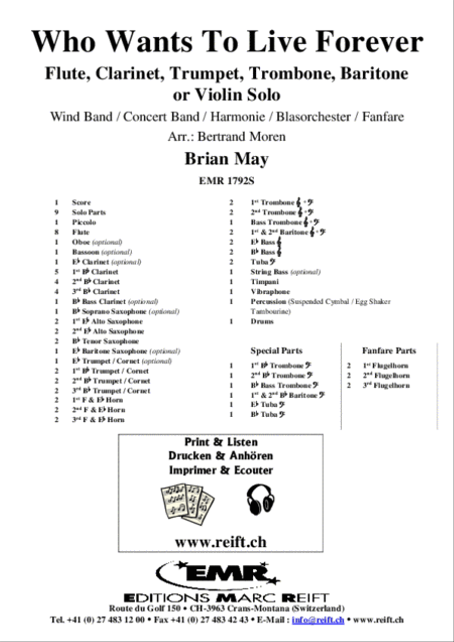 Who Wants To Live Forever Concert Band scores gallery preview page 2