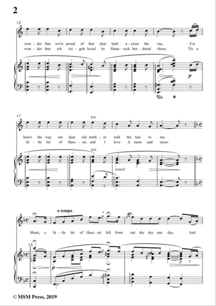 Ernest R. Ball-Little Bit of Heaven,in a minor,for Voice and Piano Voice Solo scores gallery preview page 4