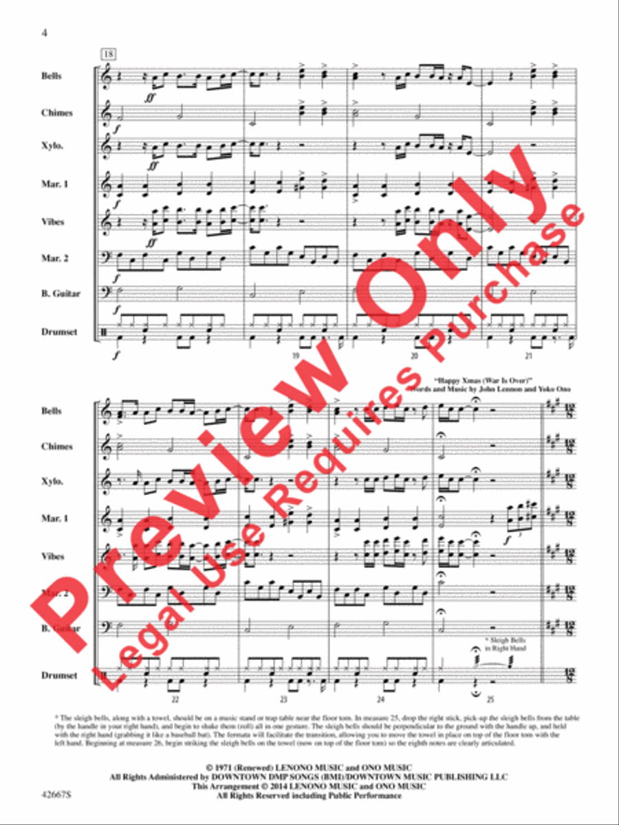 John Lennon Holiday Medley Percussion Ensemble scores gallery preview page 5