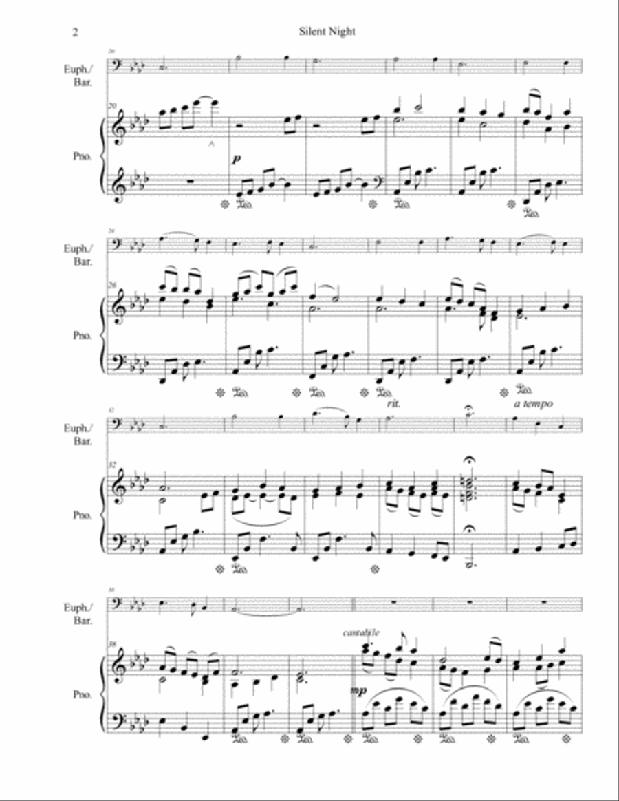 Silent Night for Euphonium or Baritone Baritone Horn scores gallery preview page 3