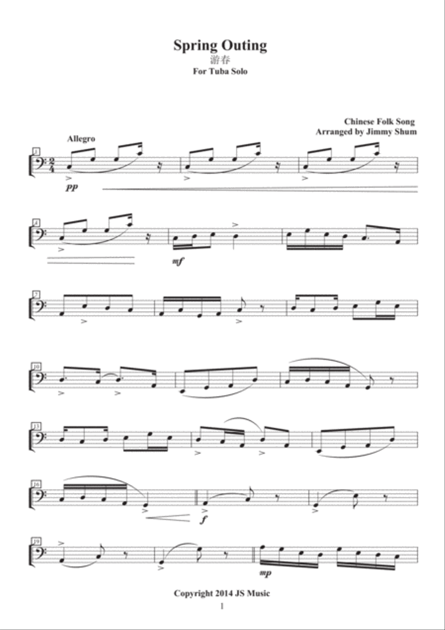 Spring Out (Chinese Folk Song) Tuba scores gallery preview page 2
