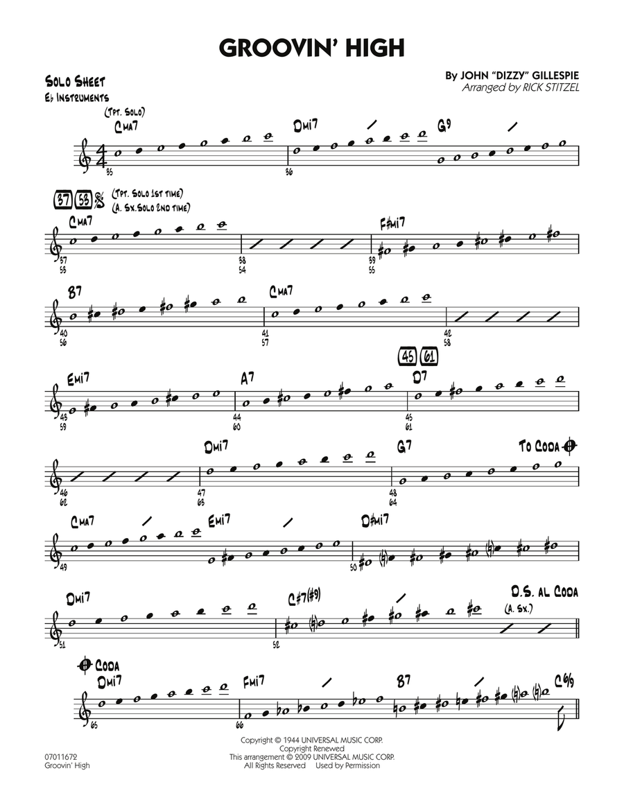 Groovin' High - Eb Solo Sheet Jazz Ensemble scores gallery preview page 1