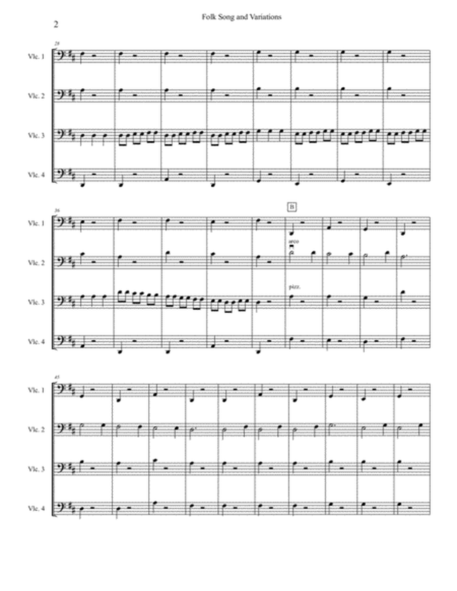 Traditional French Folk Song and Variation for four beginner cellists (cello quartet) image number null