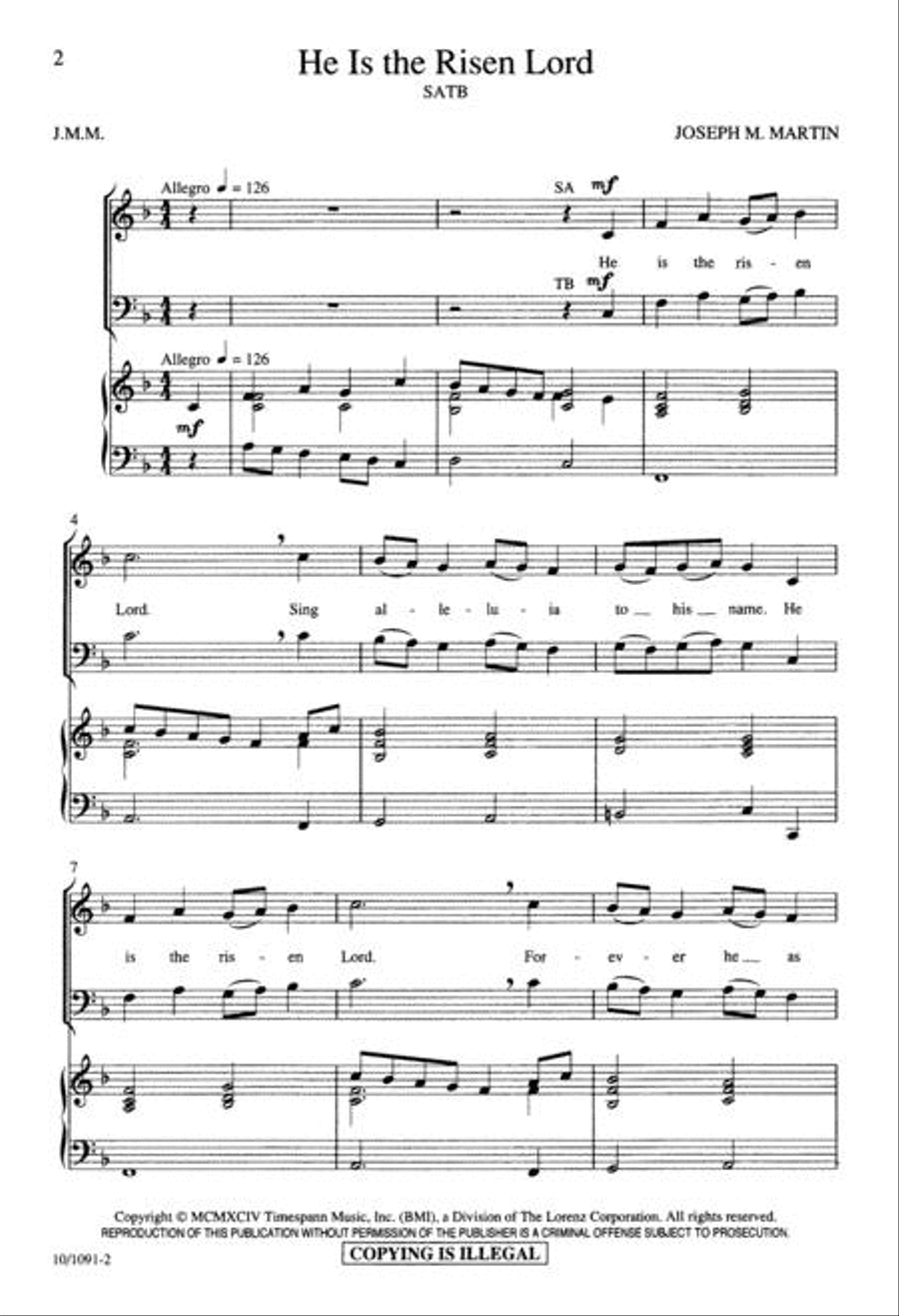 He Is The Risen Lord 4-Part scores gallery preview page 2