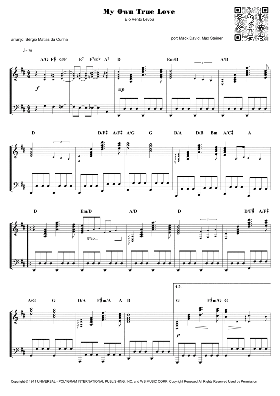 My Own True Love Piano Solo scores gallery preview page 1