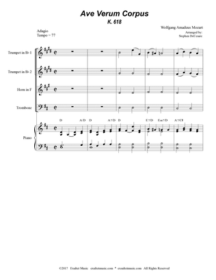 Ave Verum Corpus (Brass Quartet - Piano accompaniment)