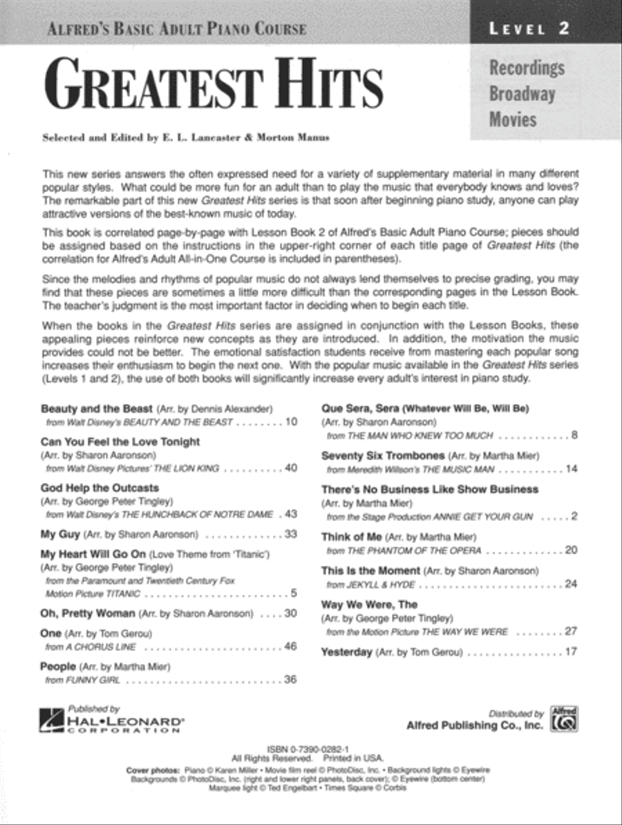 Alfred's Basic Adult Piano Course Greatest Hits, Book 2 Voice scores gallery preview page 6