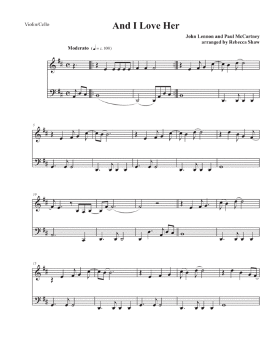 And I Love Her String Quartet scores gallery preview page 3