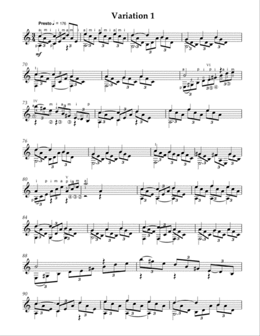 Theme and Variations on Greensleeves Classical Guitar scores gallery preview page 3
