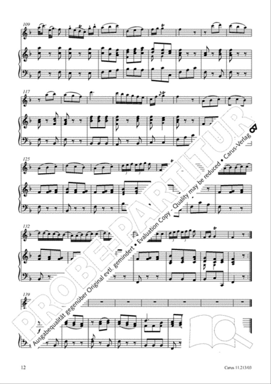 Concertino in F major for recorder and strings (Concertino in F fur Blockflote und Streicher) Recorder scores gallery preview page 13