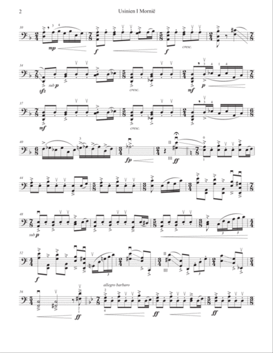 Usinien I Mornie for Solo Cello Cello Solo scores gallery preview page 4