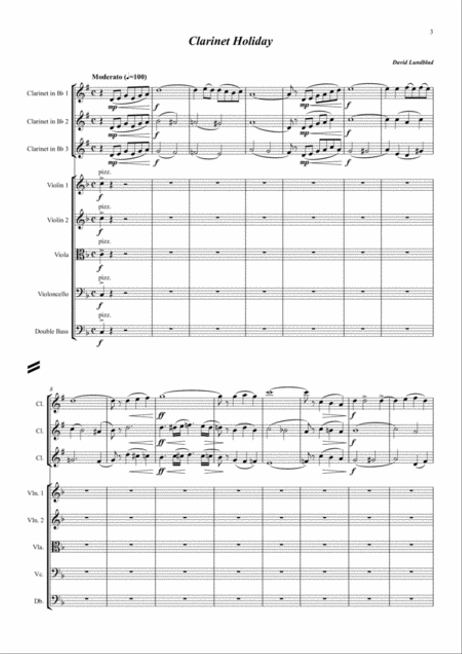 Clarinet Holiday Clarinet Holiday Chamber Orchestra scores gallery preview page 3