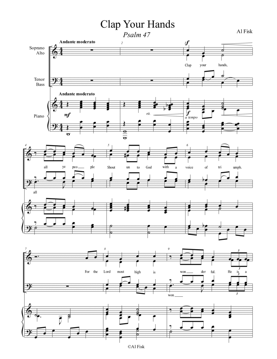 Clap Your Hands 4-Part scores gallery preview page 1