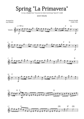 Book cover for "Spring" (La Primavera) by Vivaldi - Easy version for VIOLIN SOLO