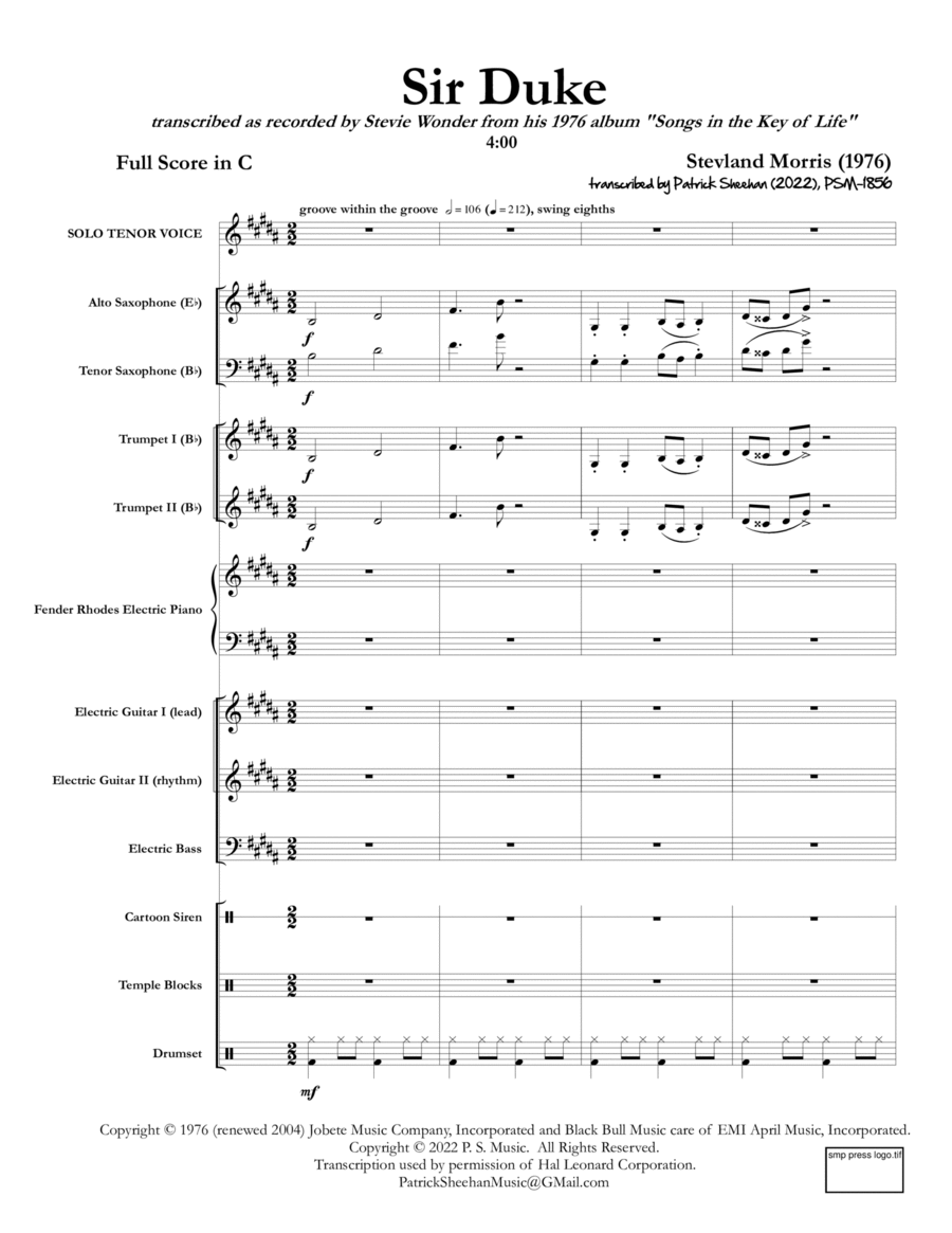 Sir Duke Large Ensemble scores gallery preview page 1