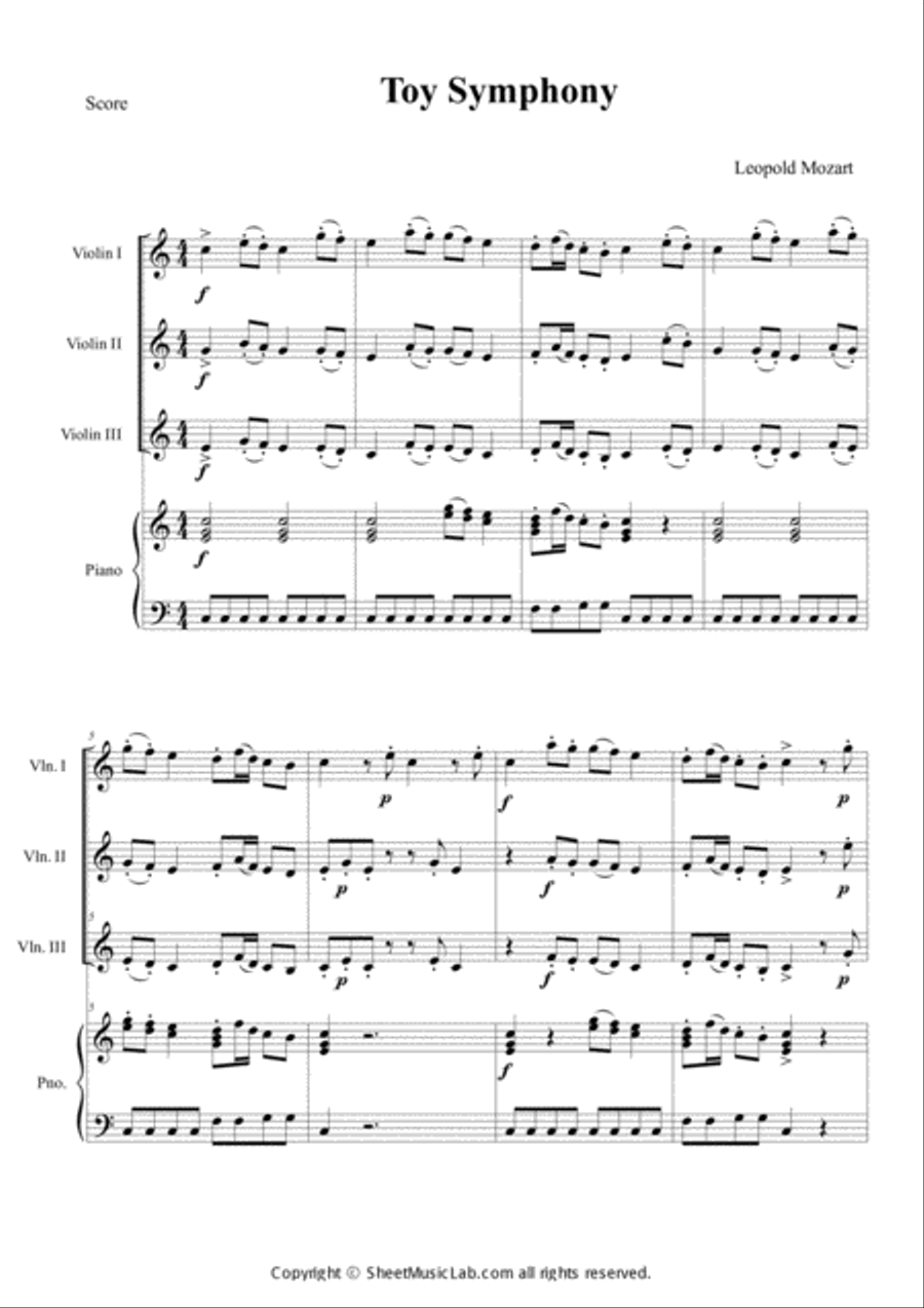 Toy Symphony Violin Solo scores gallery preview page 1
