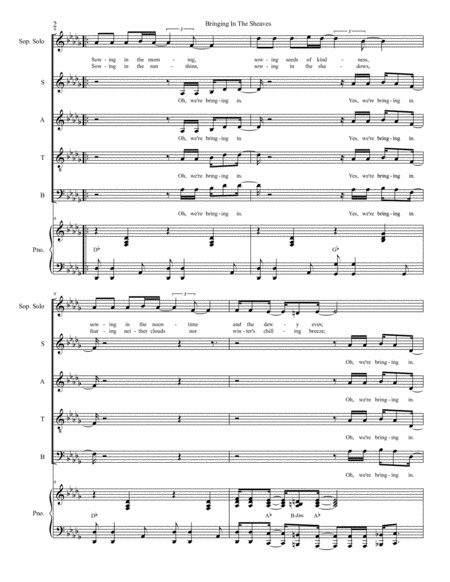 Bringing In The Sheaves (Soprano Solo with SATB) image number null