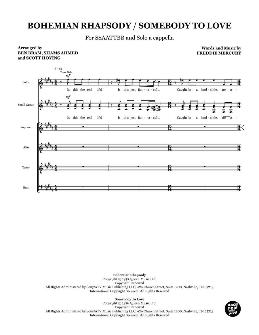 Bohemian Rhapsody / Somebody To Love Choir scores gallery preview page 1