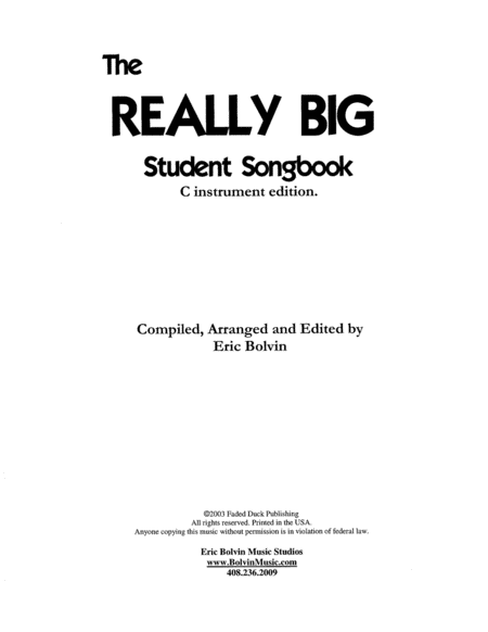 The Really Big Student Songbook C edition
