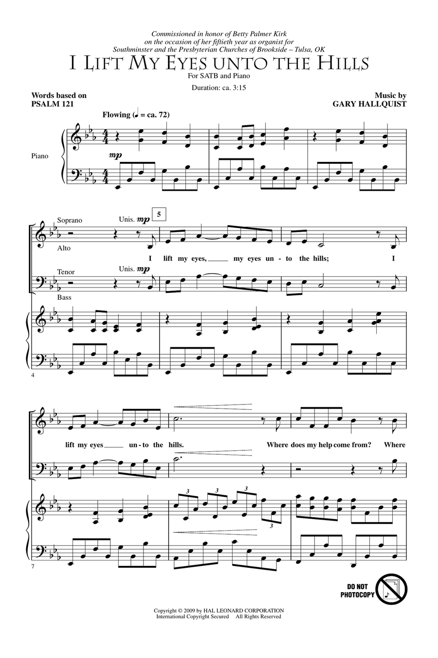 I Lift My Eyes Unto The Hills 4-Part scores gallery preview page 1