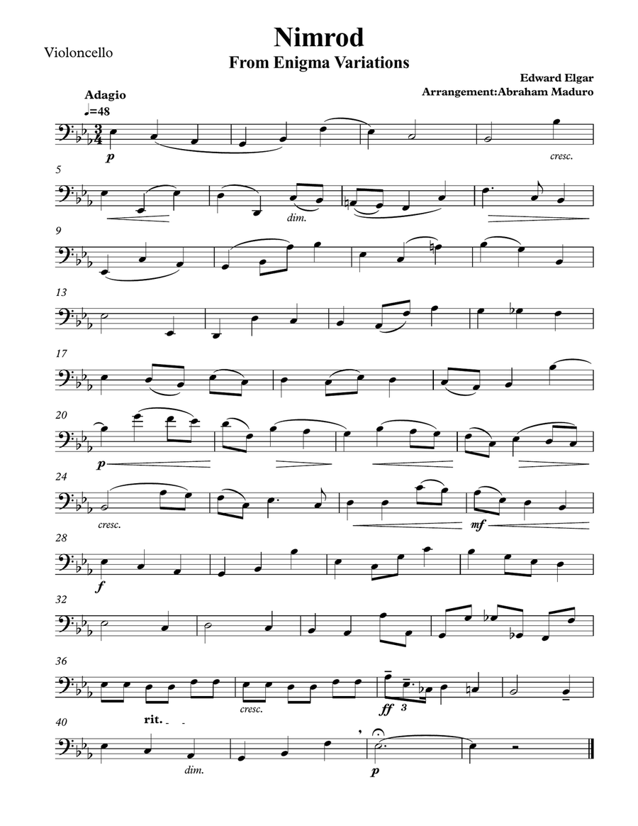 Nimrod From Enigma Variations Viola Cello Duet String Duet scores gallery preview page 4