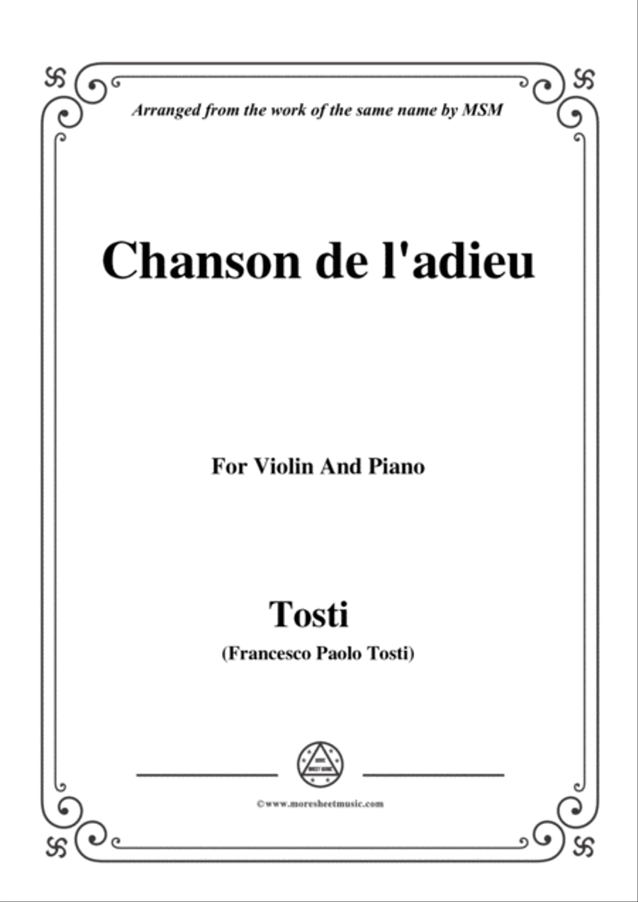 Tosti-Chanson de l'adieu, for Violin and Piano Violin Solo scores gallery preview page 1