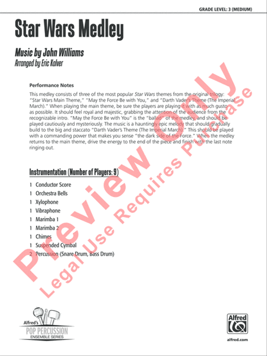 Star Wars Medley Percussion Ensemble scores gallery preview page 2