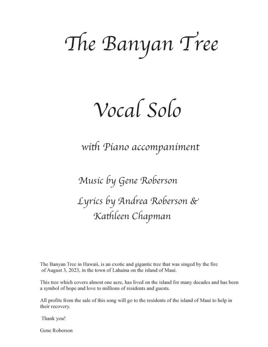 The Banyan Tree Vocal Solo Piano, Vocal, Guitar scores gallery preview page 1