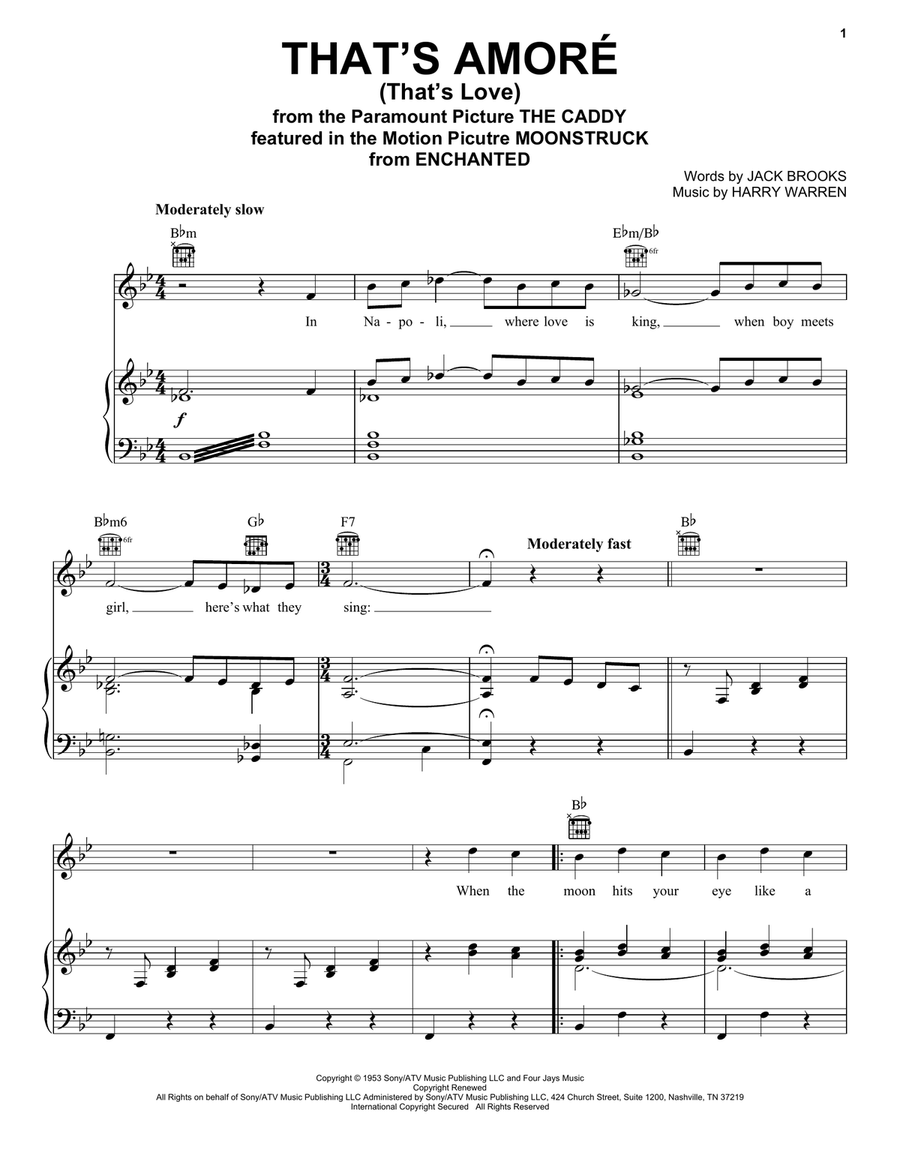 That's Amore (That's Love) Guitar scores gallery preview page 1