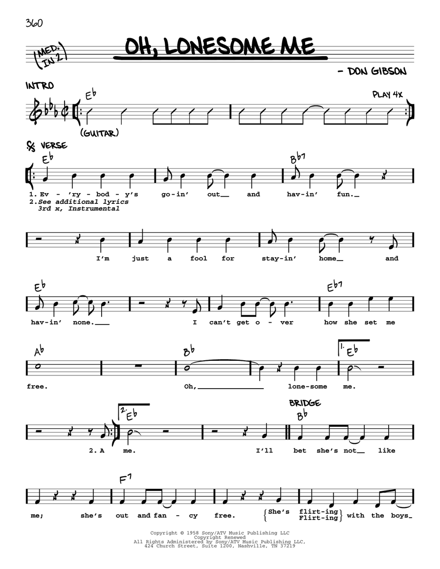 Oh, Lonesome Me Voice scores gallery preview page 1