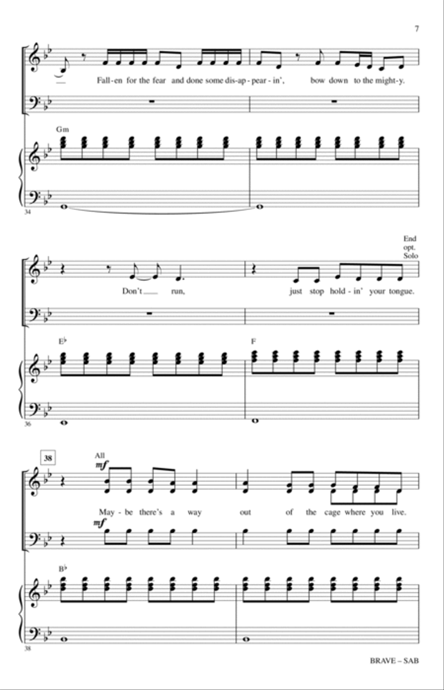 Brave (arr. Audrey Snyder) 3-Part scores gallery preview page 6