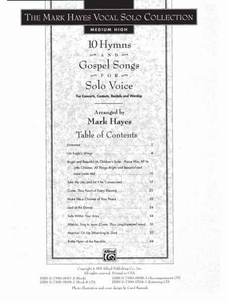 10 Hymns and Gospel Songs for Solo Voice - Medium High (Book/CD) image number null