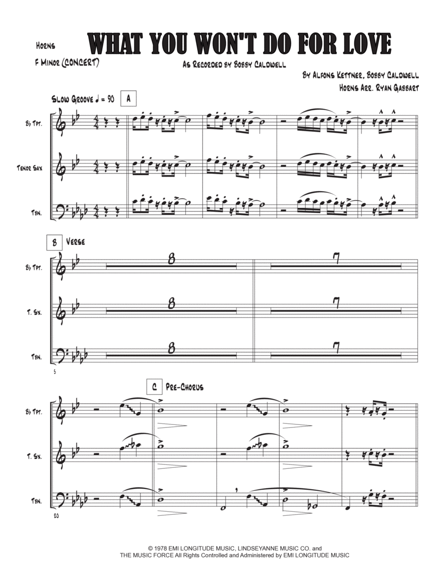 What You Won't Do For Love Tenor Saxophone scores gallery preview page 1